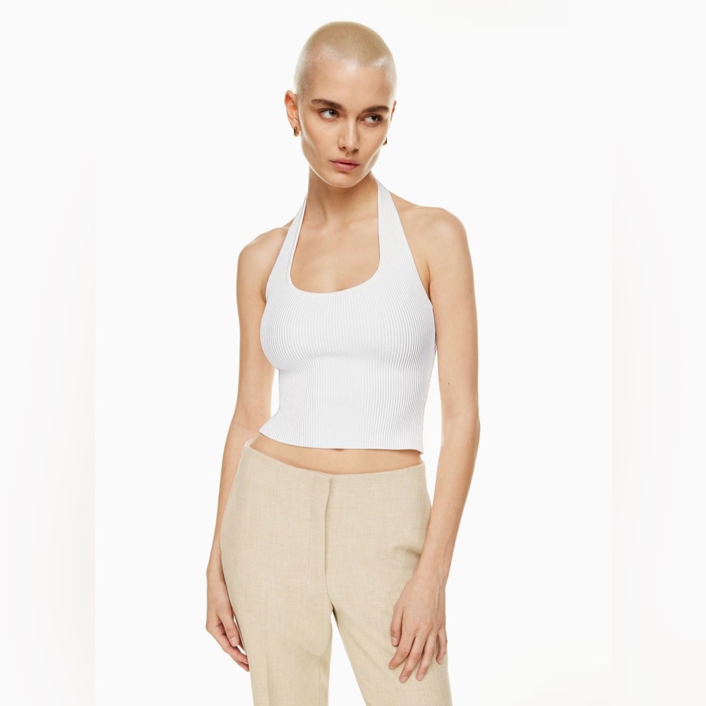 Wild Fable Joy Halter Ribbed Crop Top White Size Medium
